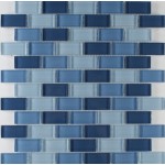 1x2 Glossy Blue Mix Glass Mosaic