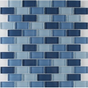 1x2 Glossy Blue Mix Glass Mosaic