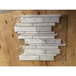 Carrara White Random Strip Honed Marble Mosaic