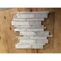 Carrara White Random Strip Honed Marble Mosaic