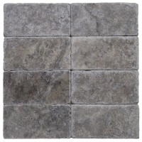 3x6 Silver Tumbled Travertine Tile