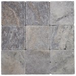 4x4 Silver Tumbled Travertine Tile